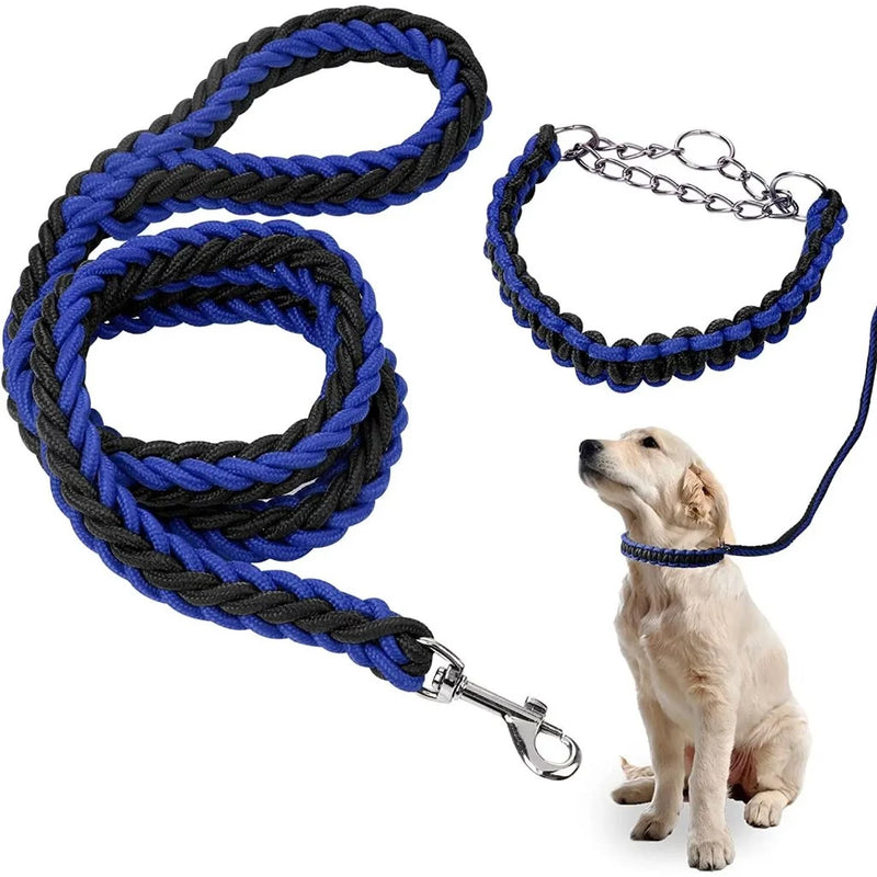 Kit Coleira Cachorro e Guia Ultra Grossa Resistente 1,2 metros